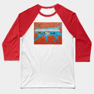 Greek island and cat Baseball T-Shirt